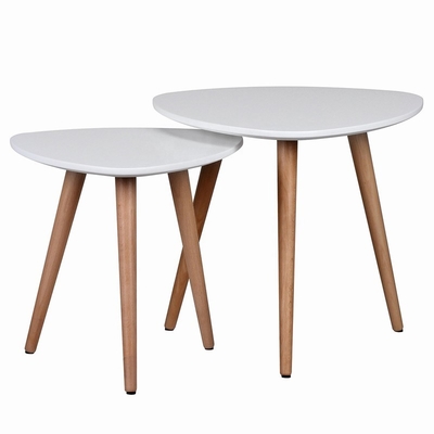 Dessus solide rond blanc de forces de défense principale de table basse en bois de hêtre