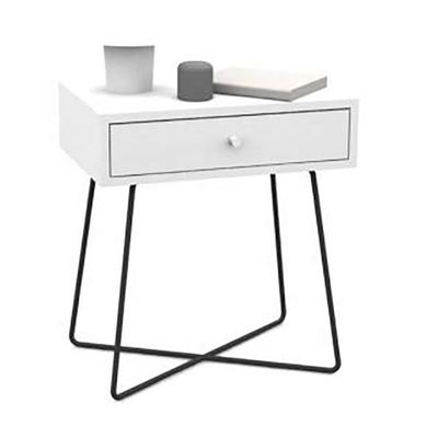 Le côté moderne géométrique de Nightstands de table de chevet de bois de construction de croix en métal ajourne pour la chambre à coucher