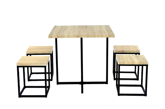 Table de salle à manger et meubles rectangulaires en bois et en acier de Seater de l'ensemble 4 de chaise