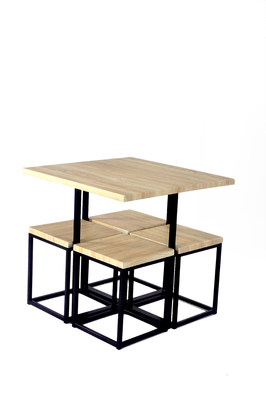 Table de salle à manger et meubles rectangulaires en bois et en acier de Seater de l'ensemble 4 de chaise