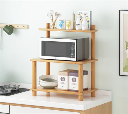 Étagère de support de support à micro-ondes de cuisine de coin de carton gris de 3 rangées pour la maison