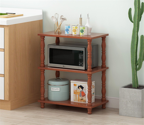 Meubles en bois solides de support à micro-ondes de cuisine de rangée d'OEM 3 pour des plats