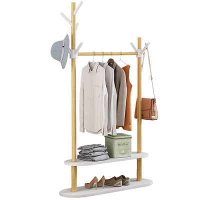 Support fait sur commande de cintre de support de manteau d'habillement de Pinewood avec le support de chaussure