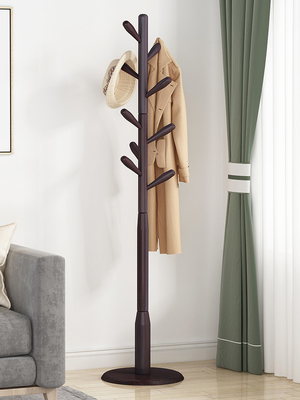 Bois de pin de support de cintre de support d'arbre de manteau de chapeau de vêtement d'ODM avec 8 crochets