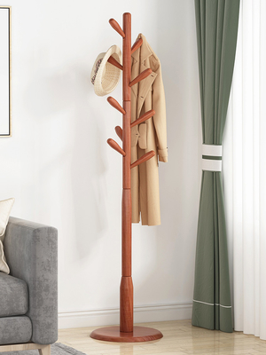 Bois de pin de support de cintre de support d'arbre de manteau de chapeau de vêtement d'ODM avec 8 crochets
