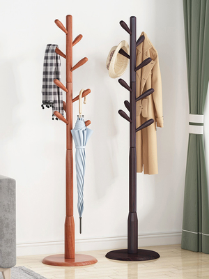 Bois de pin de support de cintre de support d'arbre de manteau de chapeau de vêtement d'ODM avec 8 crochets