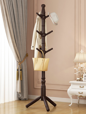 Arbre en bois adapté aux besoins du client de manteau de pin de support de cintre de support de manteau pour la chambre à coucher