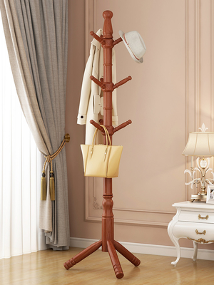 Arbre en bois adapté aux besoins du client de manteau de pin de support de cintre de support de manteau pour la chambre à coucher