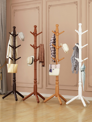Arbre en bois adapté aux besoins du client de manteau de pin de support de cintre de support de manteau pour la chambre à coucher