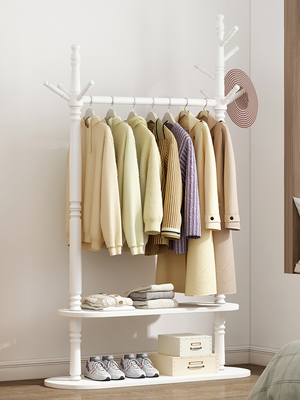 Plancher simple d'intérieur de support de cintre de support de manteau de double couche d'OEM tenant le bois solide
