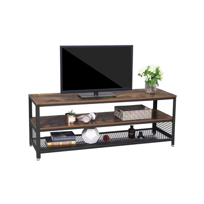 Cabinet foncé de support en bois TV de forces de défense principale de l'acier 3Tier 82 pouces avec le stockage d'étagère