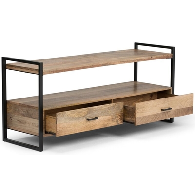 Buffet industriel de Cabinet de support de pouce TV en bois 50 en métal d'ODM avec deux tiroirs