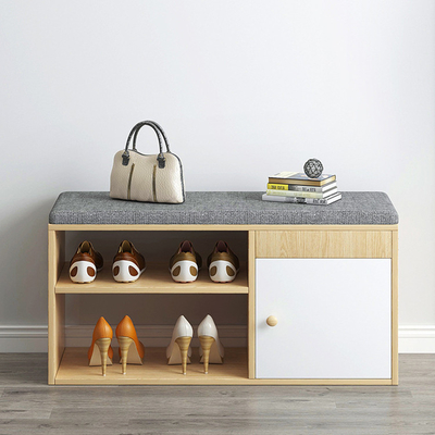 Organisateur en bois Cabinet With Door de meubles de support de chaussure de FSC et coussin mou