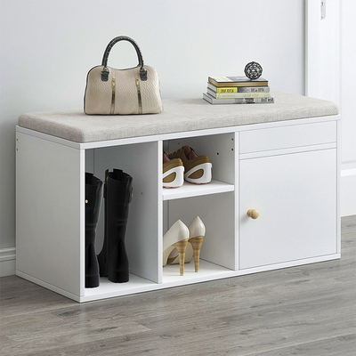 Organisateur en bois Cabinet With Door de meubles de support de chaussure de FSC et coussin mou