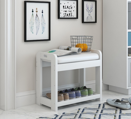 Banc en bois de chaussure d'entrée d'OEM petit avec la rangée du coussin 2