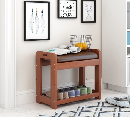 Banc en bois de chaussure d'entrée d'OEM petit avec la rangée du coussin 2