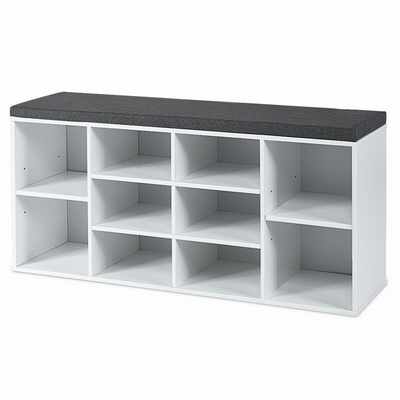Banc en bois de stockage de chaussure de couloir de Cubby de 2 rangées avec la fente du coussin 10