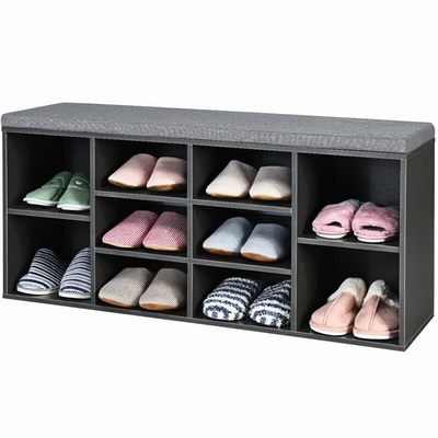 Banc en bois de stockage de chaussure de couloir de Cubby de 2 rangées avec la fente du coussin 10