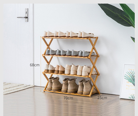 Rangée en bambou en bois pliable des meubles 3 de support de chaussure de panneau