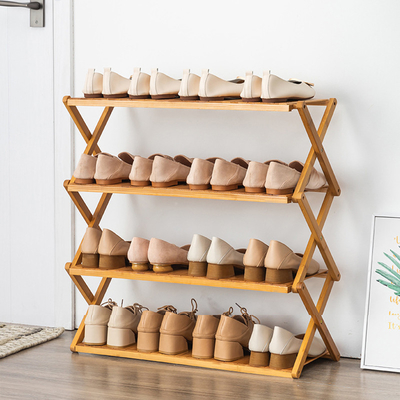 Rangée en bambou en bois pliable des meubles 3 de support de chaussure de panneau