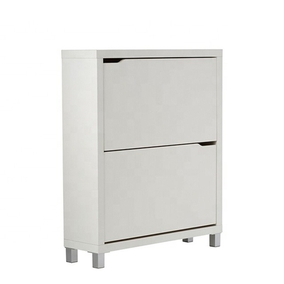 Flip Down en bois blanc contemporain adapté aux besoins du client a fermé la rangée des meubles 2 de support de chaussure pour le couloir