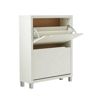 Flip Down en bois blanc contemporain adapté aux besoins du client a fermé la rangée des meubles 2 de support de chaussure pour le couloir