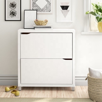 Flip Down en bois blanc contemporain adapté aux besoins du client a fermé la rangée des meubles 2 de support de chaussure pour le couloir