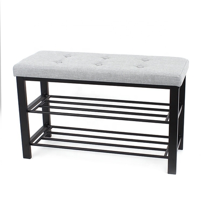 Banc adapté aux besoins du client de stockage de meubles de support de chaussure de tissu en métal pour le couloir