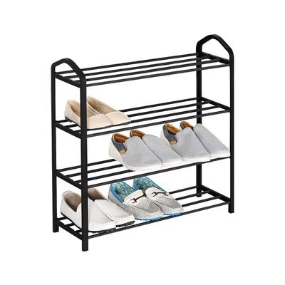 Organisateur Black Metal Iron de support de chaussure de rangée d'OEM 4 le petit a courbé la poignée