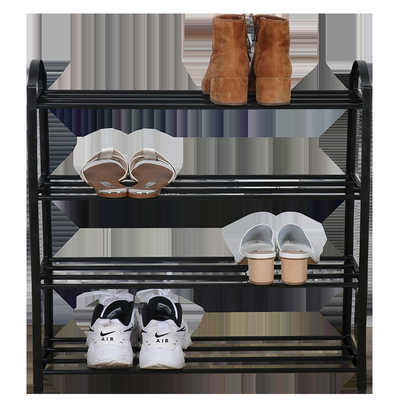 Organisateur Black Metal Iron de support de chaussure de rangée d'OEM 4 le petit a courbé la poignée
