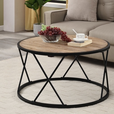 Contemperary a en rond niché la table basse en bois et en métal pour le centre de Ministère de l'Intérieur