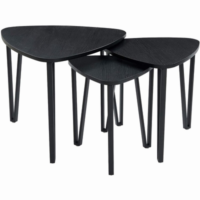 Nid en bois de carton gris noir moderne de 3 tables basses mises pour le salon