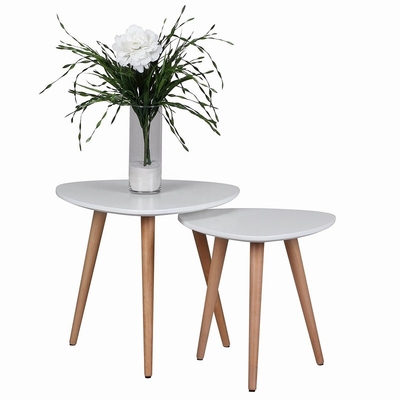 Dessus solide rond blanc de forces de défense principale de table basse en bois de hêtre