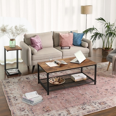 C forment la table basse Sofa Nesting End Tables en bois et en métal