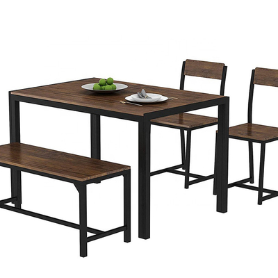Table de salle à manger en bois adaptée aux besoins du client en métal avec le banc et chaises pour le restaurant