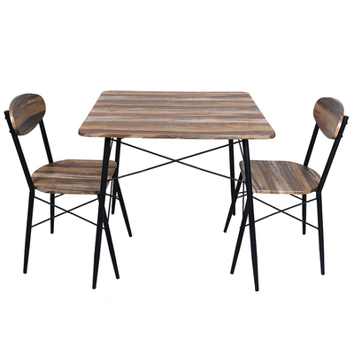 Dessus en bois de table de salle à manger en métal de Brown 2 Seater et de forces de défense principale d'ensemble de chaise