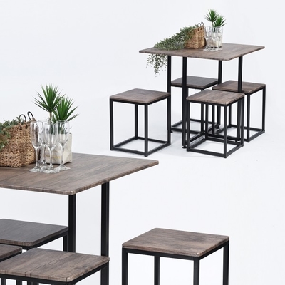 La salle à manger de chêne tinctorial a placé le Tableau et les chaises en bois pour la cuisine de barre