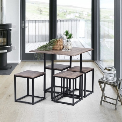 La salle à manger de chêne tinctorial a placé le Tableau et les chaises en bois pour la cuisine de barre