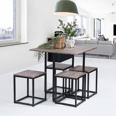 La salle à manger de chêne tinctorial a placé le Tableau et les chaises en bois pour la cuisine de barre