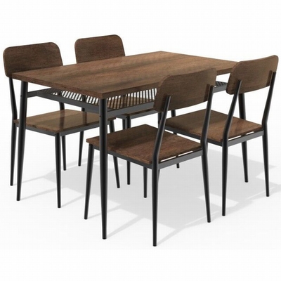 La table de salle à manger et le banc rustiques rectangulaires de la moitié du siècle ont placé avec 4 chaises