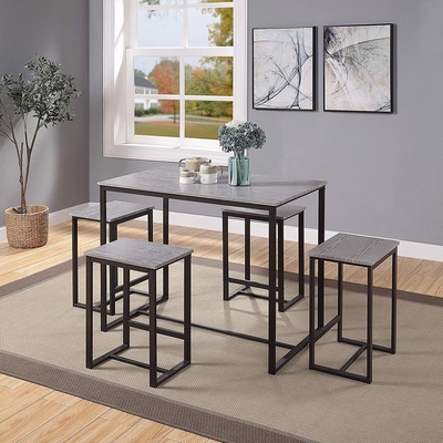 La table de salle à manger et la chaise adaptées aux besoins du client du pin 5pc ont placé la finition brillante