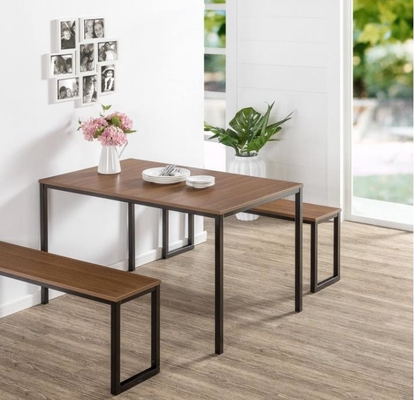 la table de salle à manger en bois et la chaise de forces de défense principale de recoin de la cuisine 3pcs ont placé avec deux bancs