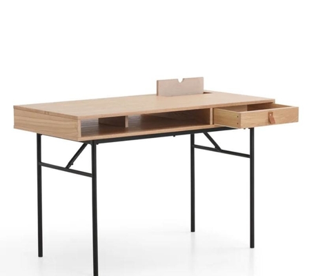 Bureau en bois adapté aux besoins du client d'ordinateur de bureau de placage compact en métal avec des tiroirs