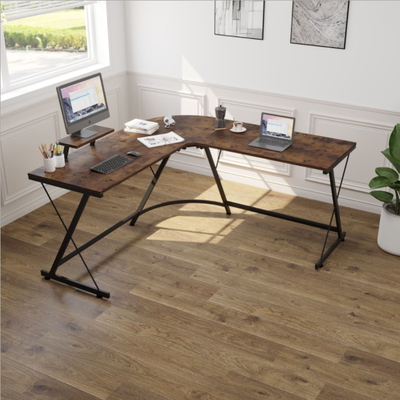 Bureau en forme de L faisant le coin réversible Brown d'ordinateur pour le Ministère de l'Intérieur