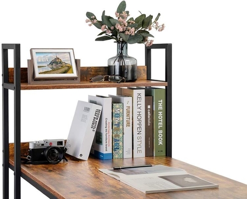 Tableau de travail en forme de L en forme de L en bois en acier de bureau avec des étagères de stockage