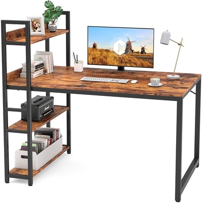Tableau de travail en forme de L en forme de L en bois en acier de bureau avec des étagères de stockage