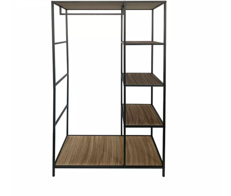 Métal et support en bois de stockage de tissu de forces de défense principale pour la chambre à coucher