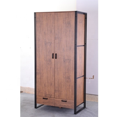 Portes modernes en bois industrielles rustiques du cabinet 2 de Cabinet de garde-robe de Brown