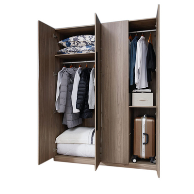 Garde-robe en bois de cabinet de vêtements de portes de Contemperary 4 pour le stockage de chambre à coucher