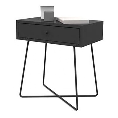 Le côté moderne géométrique de Nightstands de table de chevet de bois de construction de croix en métal ajourne pour la chambre à coucher